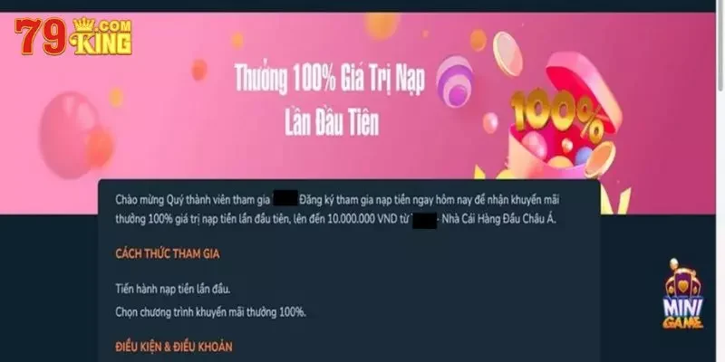 79KING Nạp Lần Đầu Nhận Thưởng